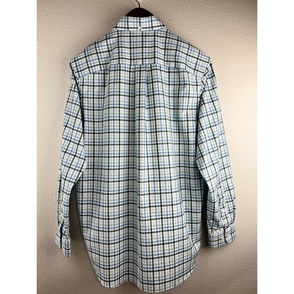 Duluth Trading Co. Large Trim Fit Blue Check Long Sleeve Button Up 100% Cotton - Picture 7 of 8